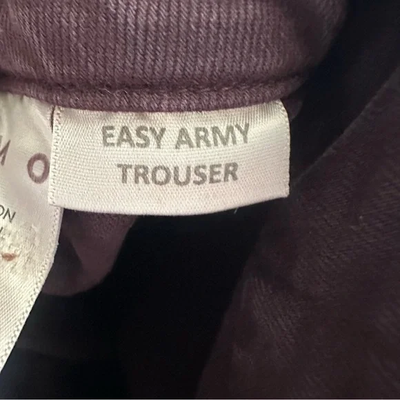 AMO Easy Army Trouser Pants Size 25 Burgundy High Rise Utility Crop Raw Hem - Picture 9 of 10
